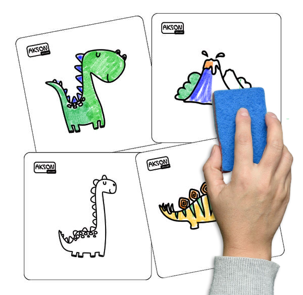Karty suchościeralne DINO — pojedyncza karta z kolorowym dinozaurem