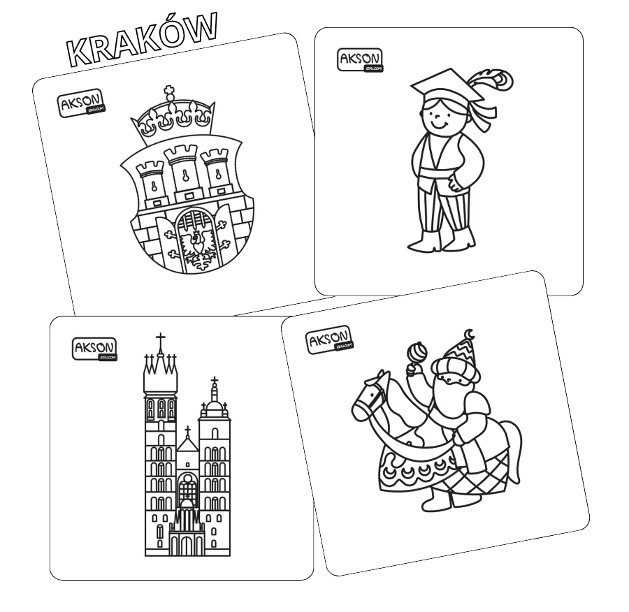 Karta KRAKÓW — detal grafiki miasta, karton laminowany