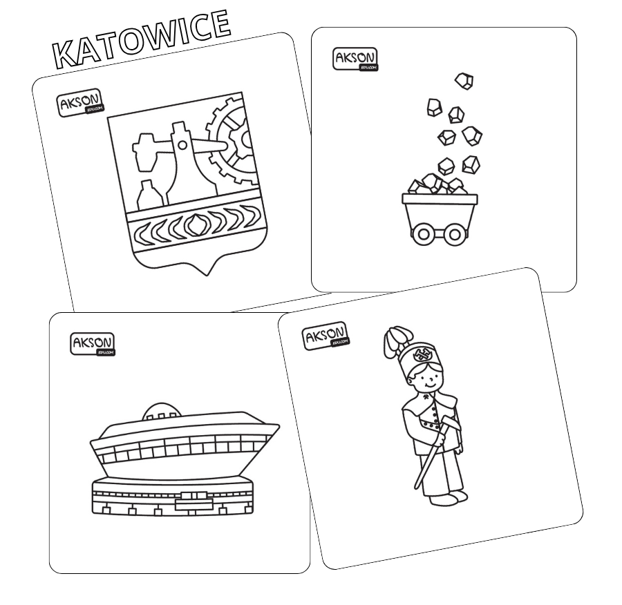 Detal karty Katowice 12 x 12 cm z grafiką miasta