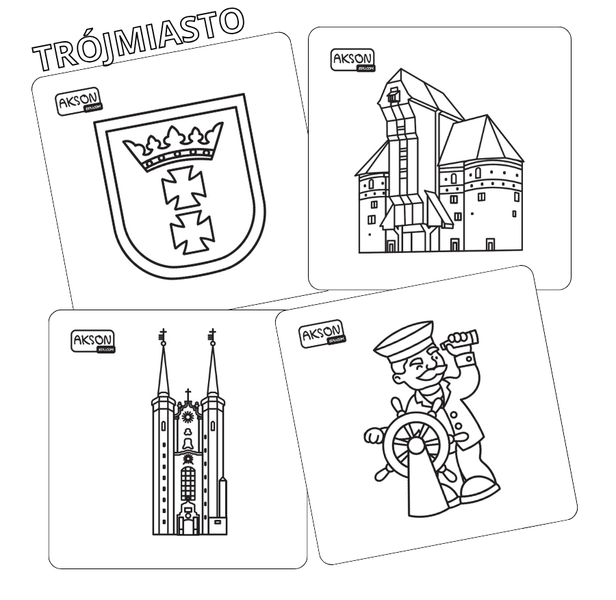 Karta suchościeralna TRÓJMIASTO — tył i powierzchnia do pisania, karton laminowany