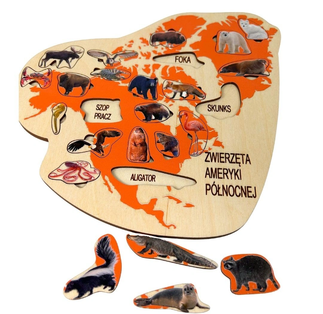 Puzzle przyrodnicze EDUBOBO z realistycznymi ilustracjami i podpisami zwierząt