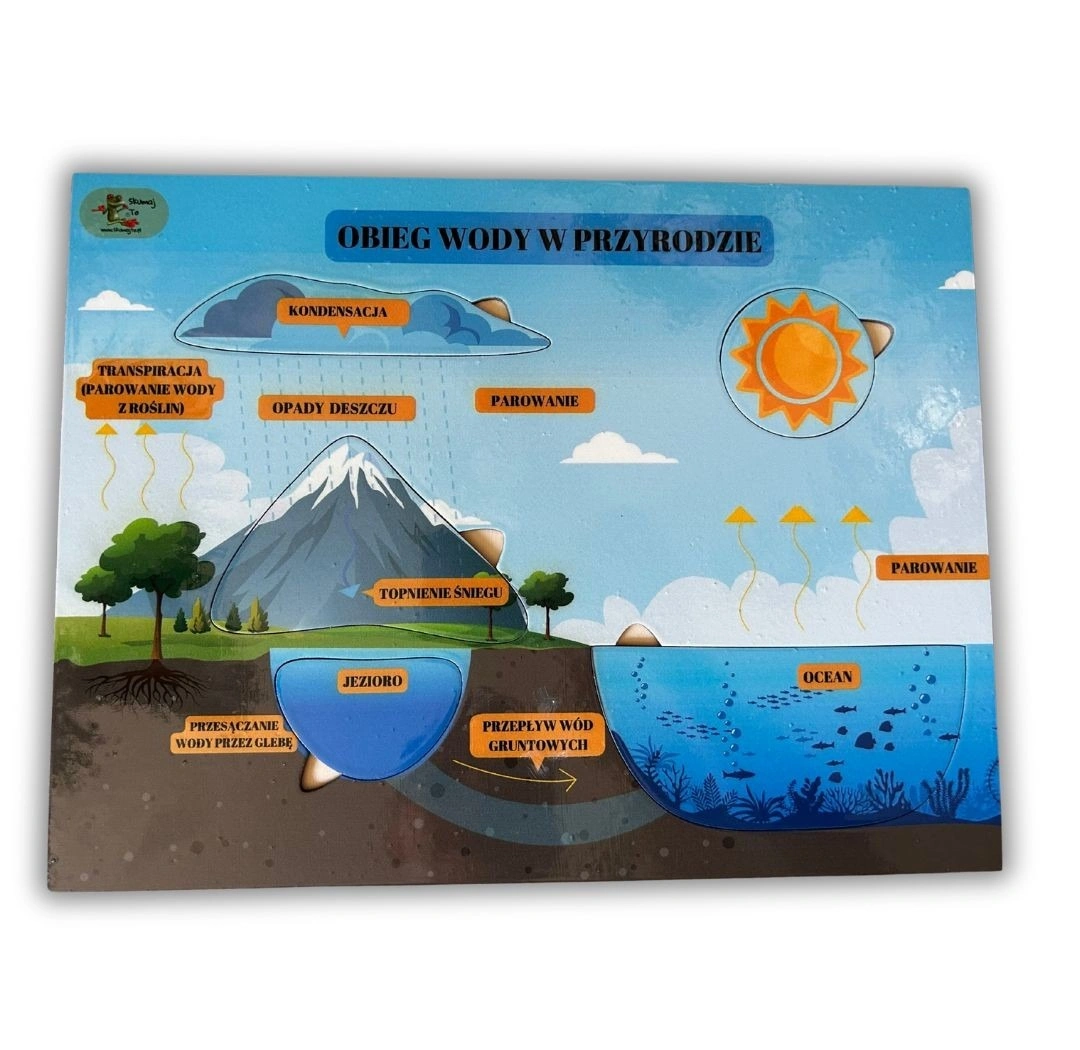 Obieg wody w przyrodzie EDUBOBO – drewniana plansza z elementami cyklu wodnego