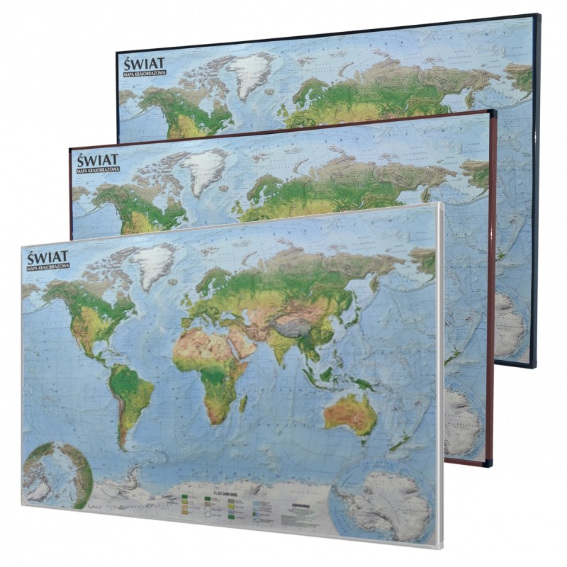 Mapa magnetyczna Świat krajobrazowy 138x97 cm KARTA w ramie aluminiowej srebrnej