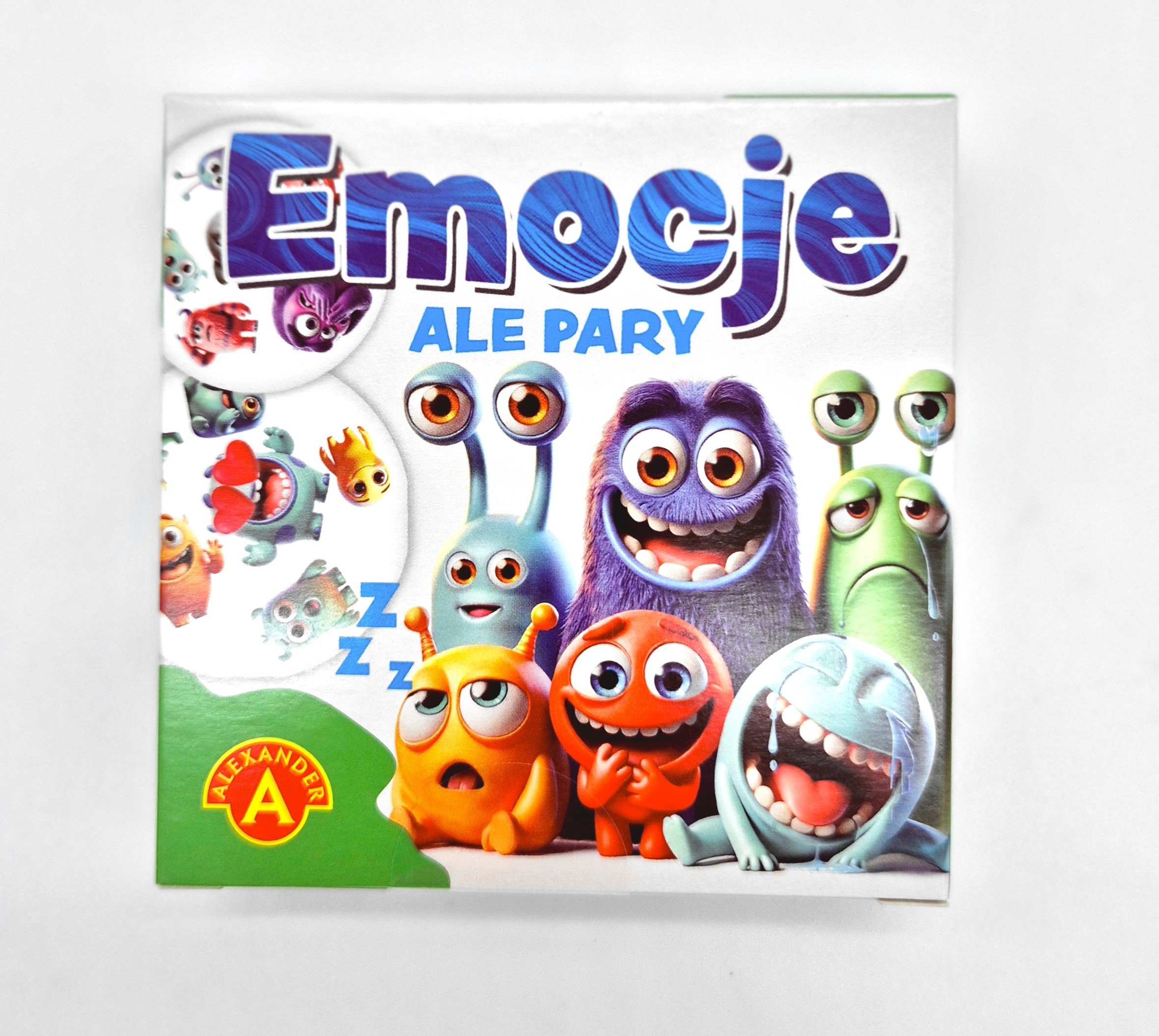 Zbliżenie na karty gry Ale Pary Emocje z kolorowymi stworkami