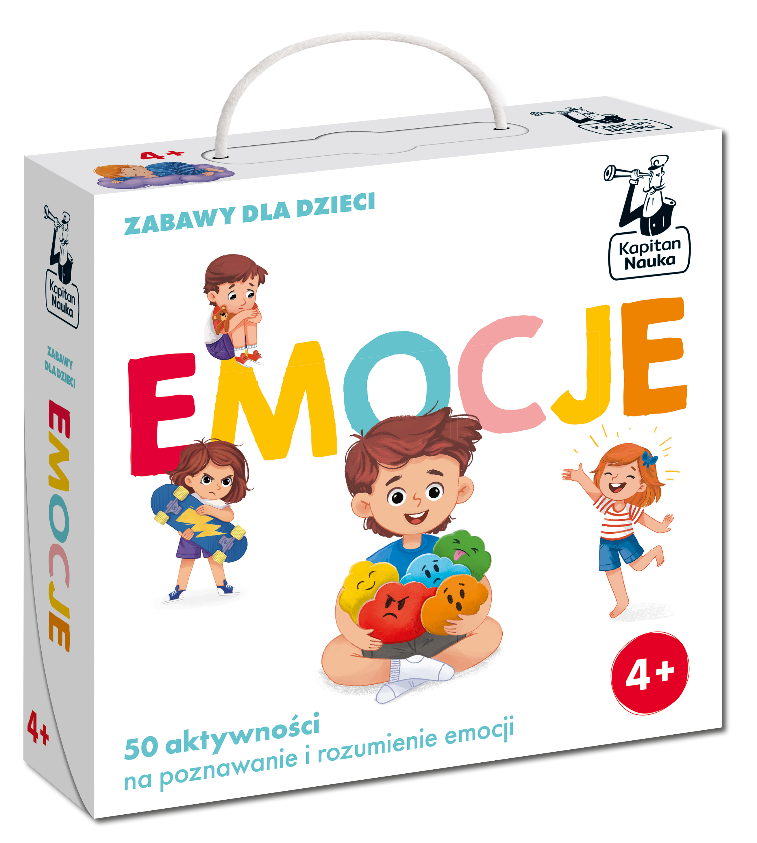 Emocje, 50 zabaw i aktywności dla dzieci, Kapitan Nauka, zestaw do poznawania uczuć 4+