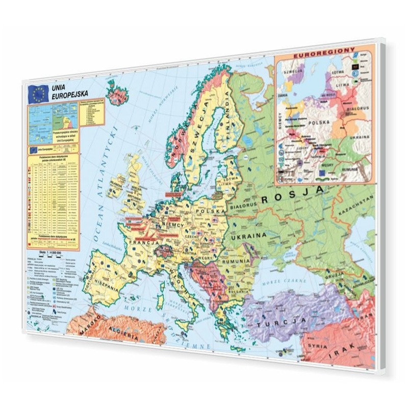 Mapa magnetyczna Unii Europejskiej 160x120 cm z ramą aluminiową KARTA
