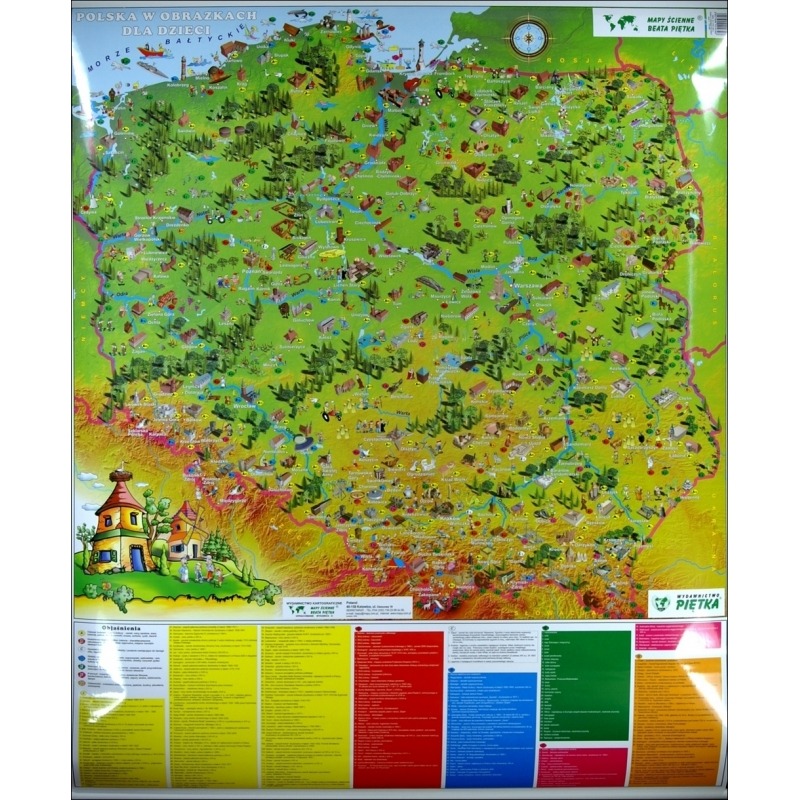 Mapa Polska w obrazkach 100x124 cm KARTA z możliwością wpinania punktów