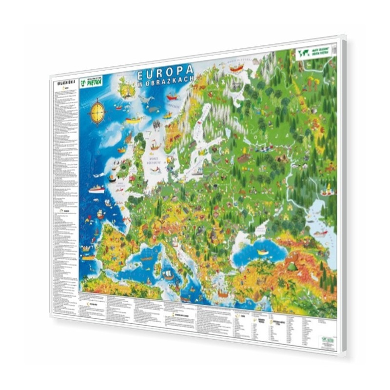 Mapa edukacyjna Europa w obrazkach 148x100 cm wydawnictwa KARTA z możliwością wpinania znaczników
