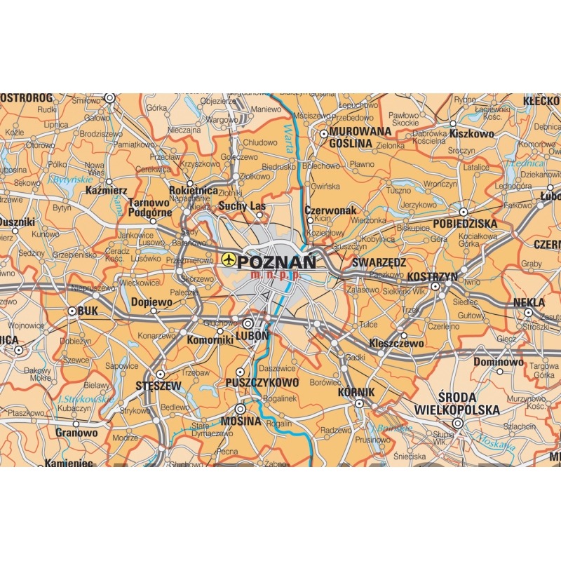 Widok szczegółowy mapy administracyjnej Polski 120x110 cm KARTA z miejscowościami i siecią drogową