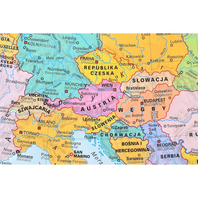 Aluminiowa rama i korek do wpinania na mapie politycznej Europy 160x110 cm KARTA