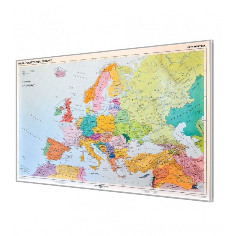 Mapa polityczna Europy 160x110 cm KARTA na korku do wpinania z aluminiową ramą