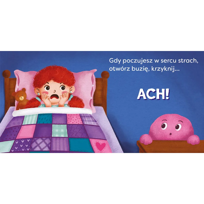 Ilustracja z książeczki Emocje. Co słychać ZIELONA SOWA