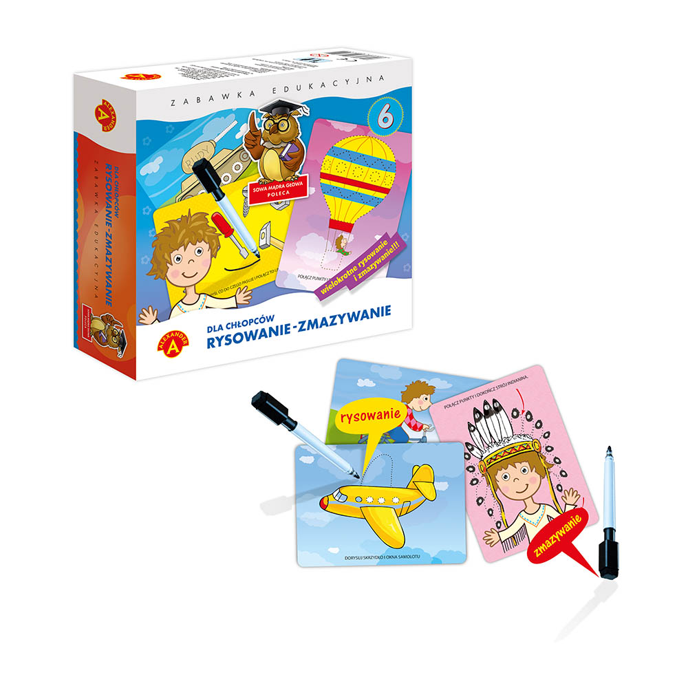 Gra edukacyjna Rysowanie-Zmazywanie 6 ALEXANDER - plansze do nauki pisania