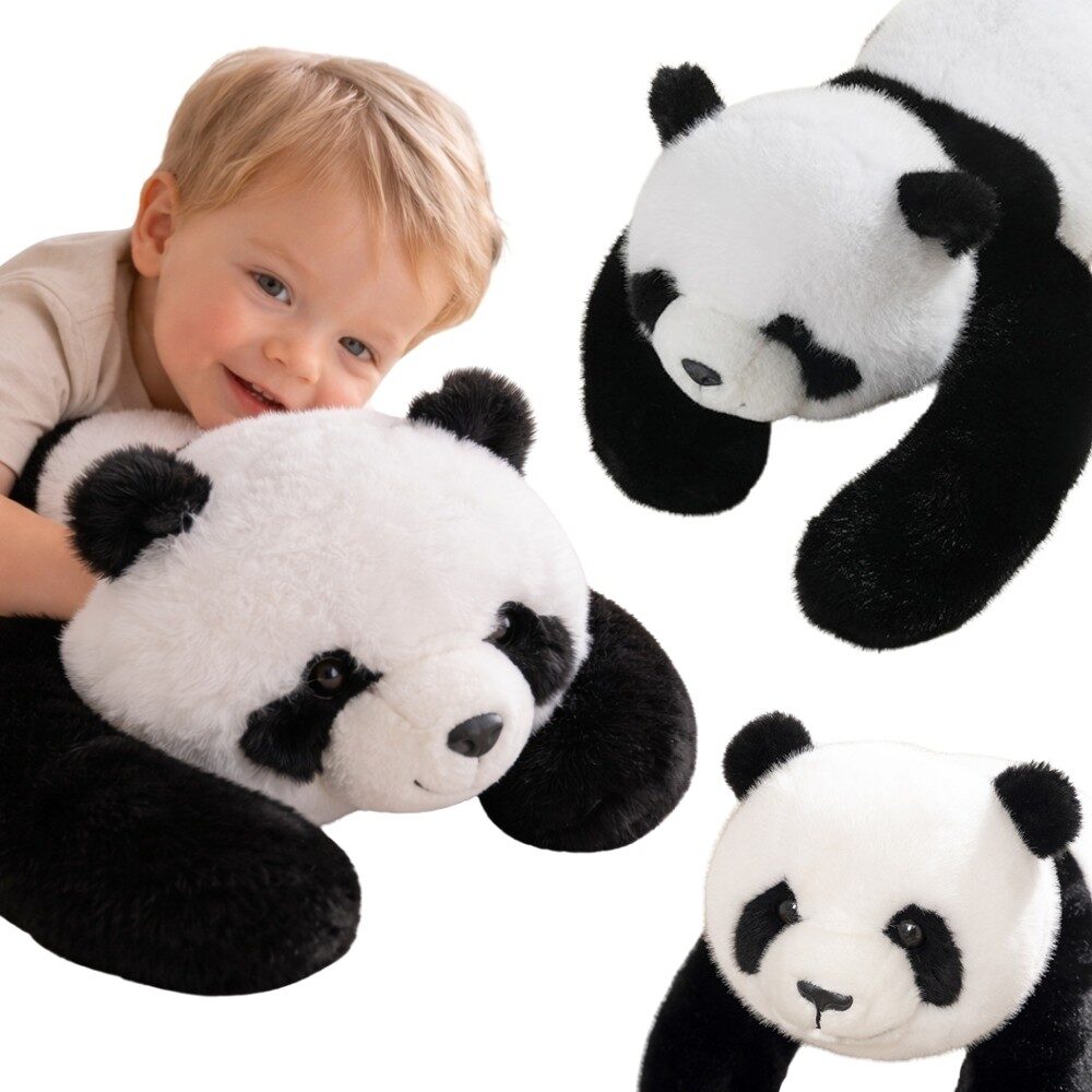 Pluszak obciążeniowy Panda widok przodu; sensoryczny miś ważący 1,5 kg, wys. 65 cm, przytulny materiał