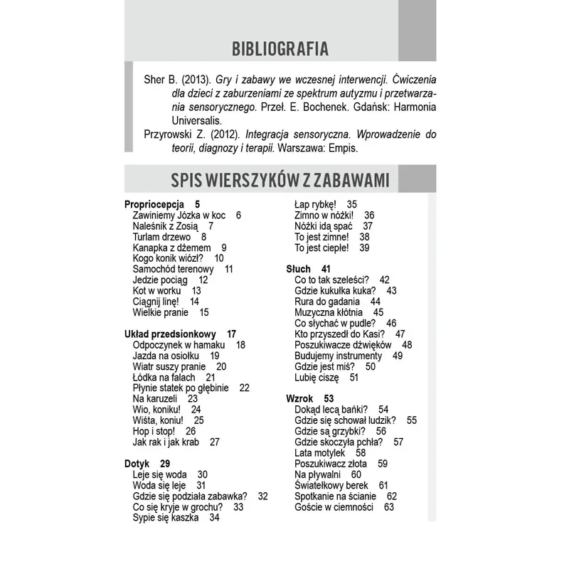 Strony książki Sensoryczny piękny świat z ilustracjami i wierszykami