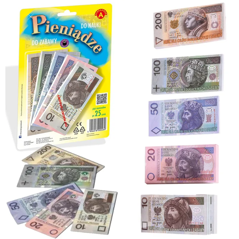 Banknoty edukacyjne do nauki liczenia Pieniądze ALEXANDER