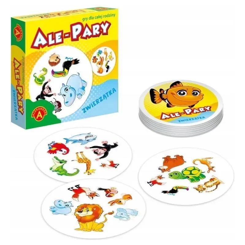 Zestaw 31 okrągłych kart gry Mini Ale Pary Zwierzątka firmy ALEXANDER