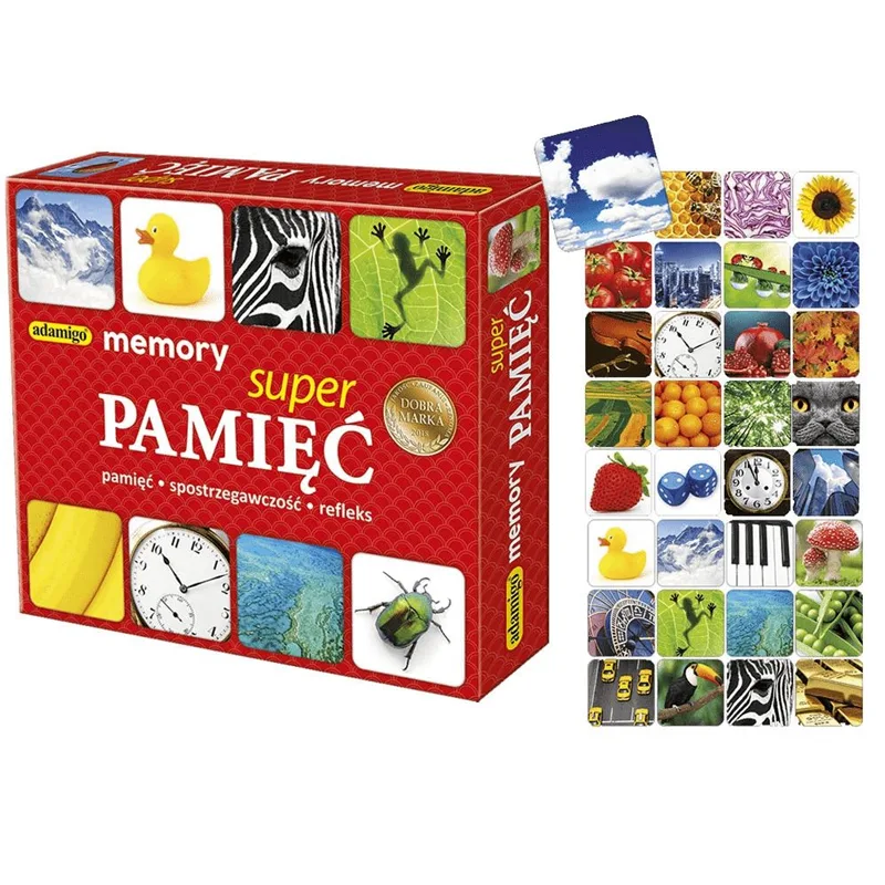 Memory Super Pamięć ADAMIGO kartoniki z realistycznymi zdjęciami