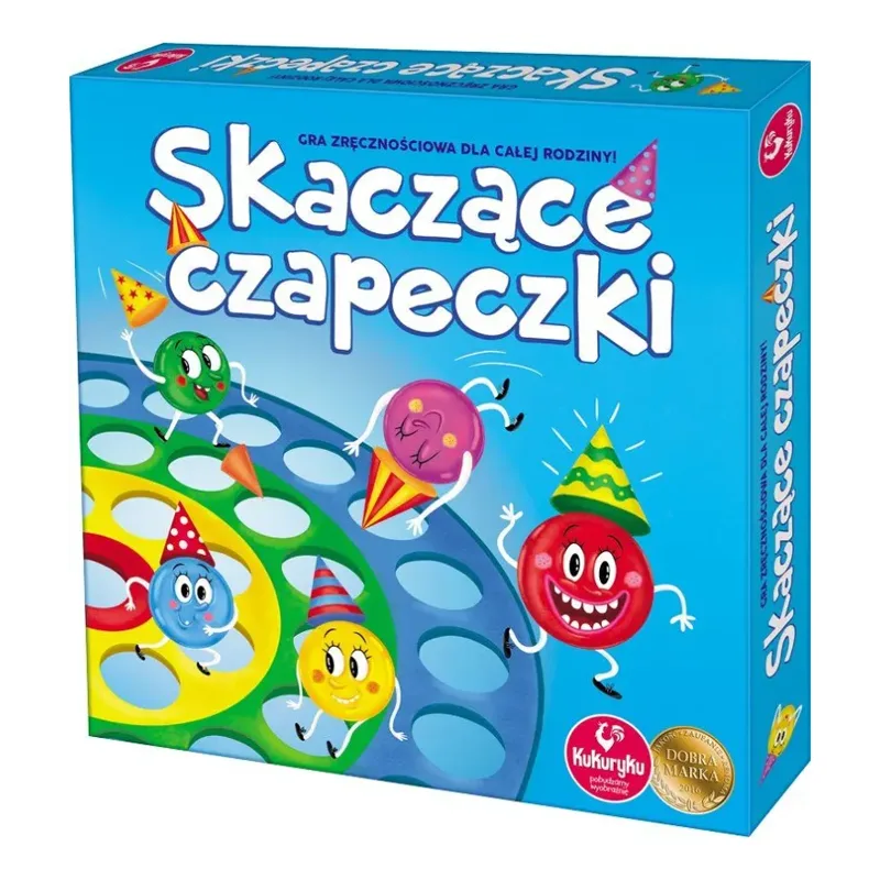 Gra Skaczące czapeczki KUKURYKU kolorowa plansza i elementy