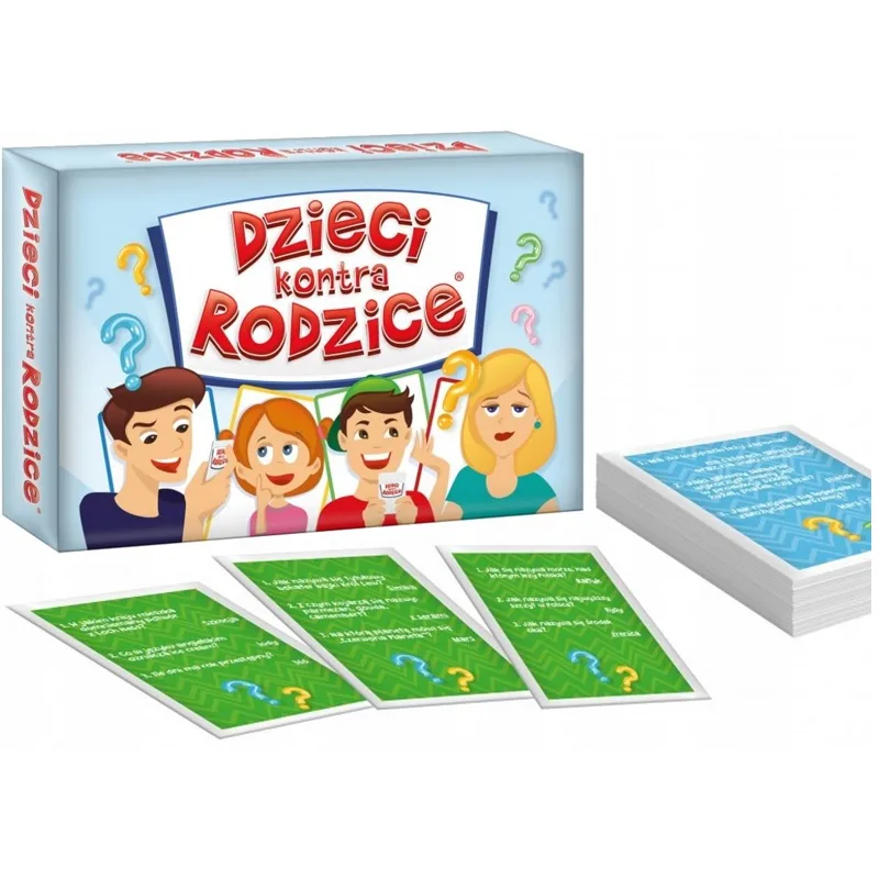 Karty gry Dzieci kontra rodzice KANGUR z pytaniami i kartami pułapki