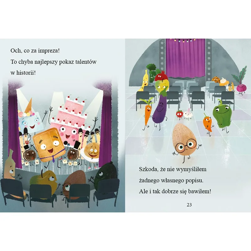 Ilustracje z książki Wzorowe Jajo i pokaz talentów HARPERKIDS
