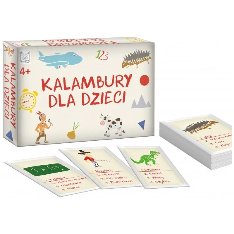 Karty do gry Kalambury dla dzieci Kangur z ilustracjami haseł