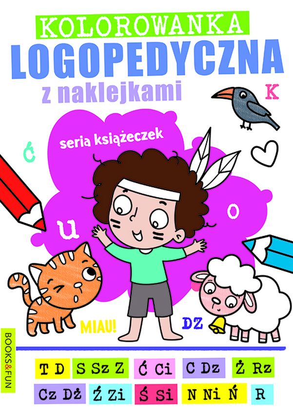 Kolorowanka logopedyczna z naklejkami 2 - okładka książeczki z kolorowymi ilustracjami