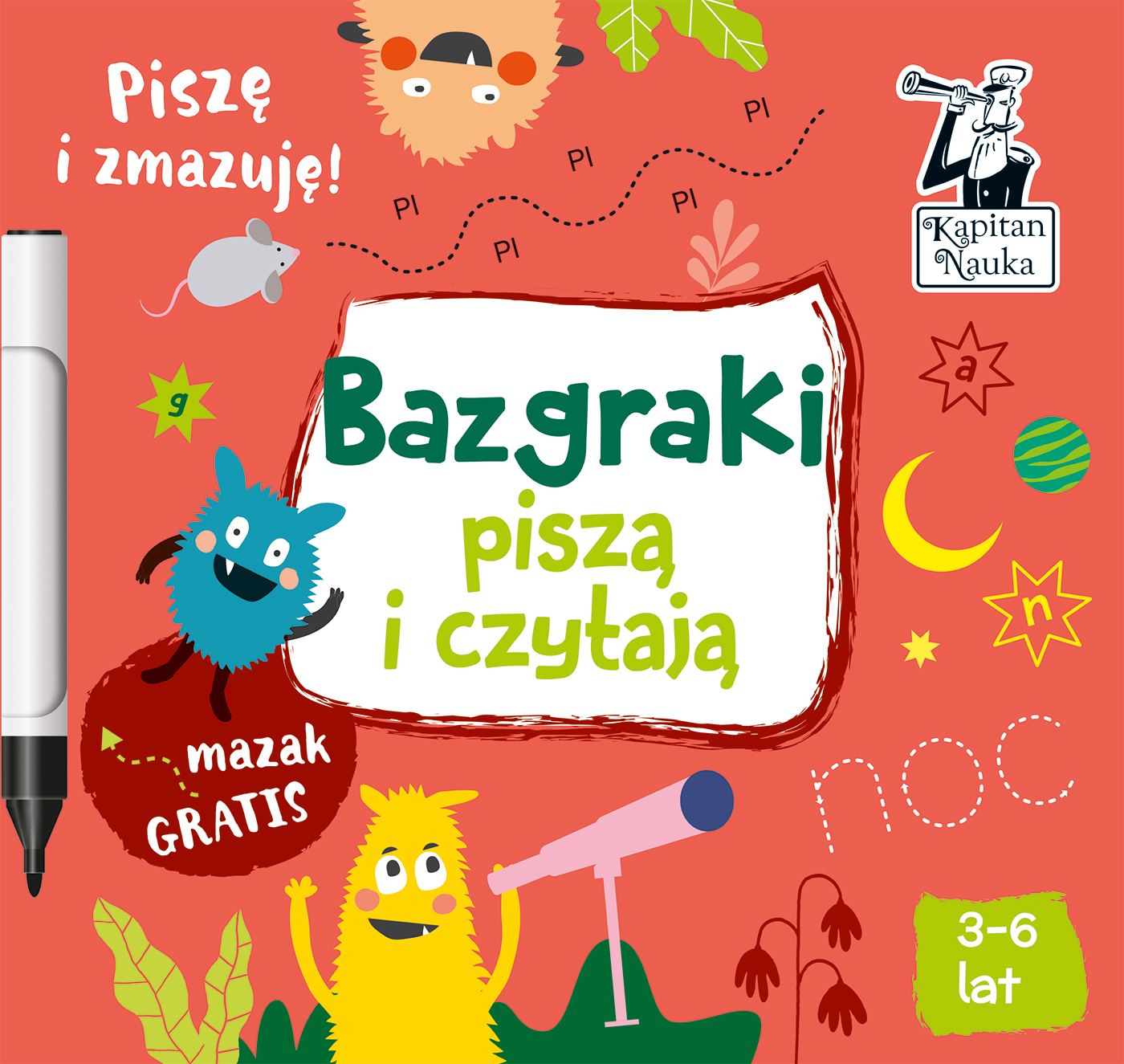 Okładka książki edukacyjnej Kapitan Nauka Bazgraki piszą i czytają wydanie 2