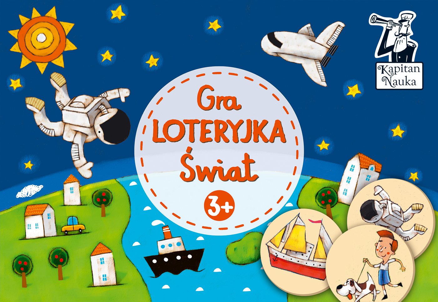 Gra edukacyjna Loteryjka Świat Kapitan Nauka – plansza i żetony