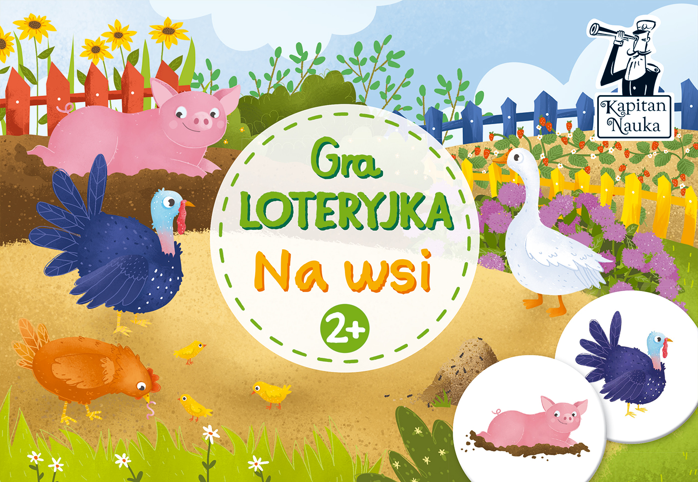 Gra Loteryjka Kapitan Nauka Na wsi z planszami i żetonami edukacyjnymi