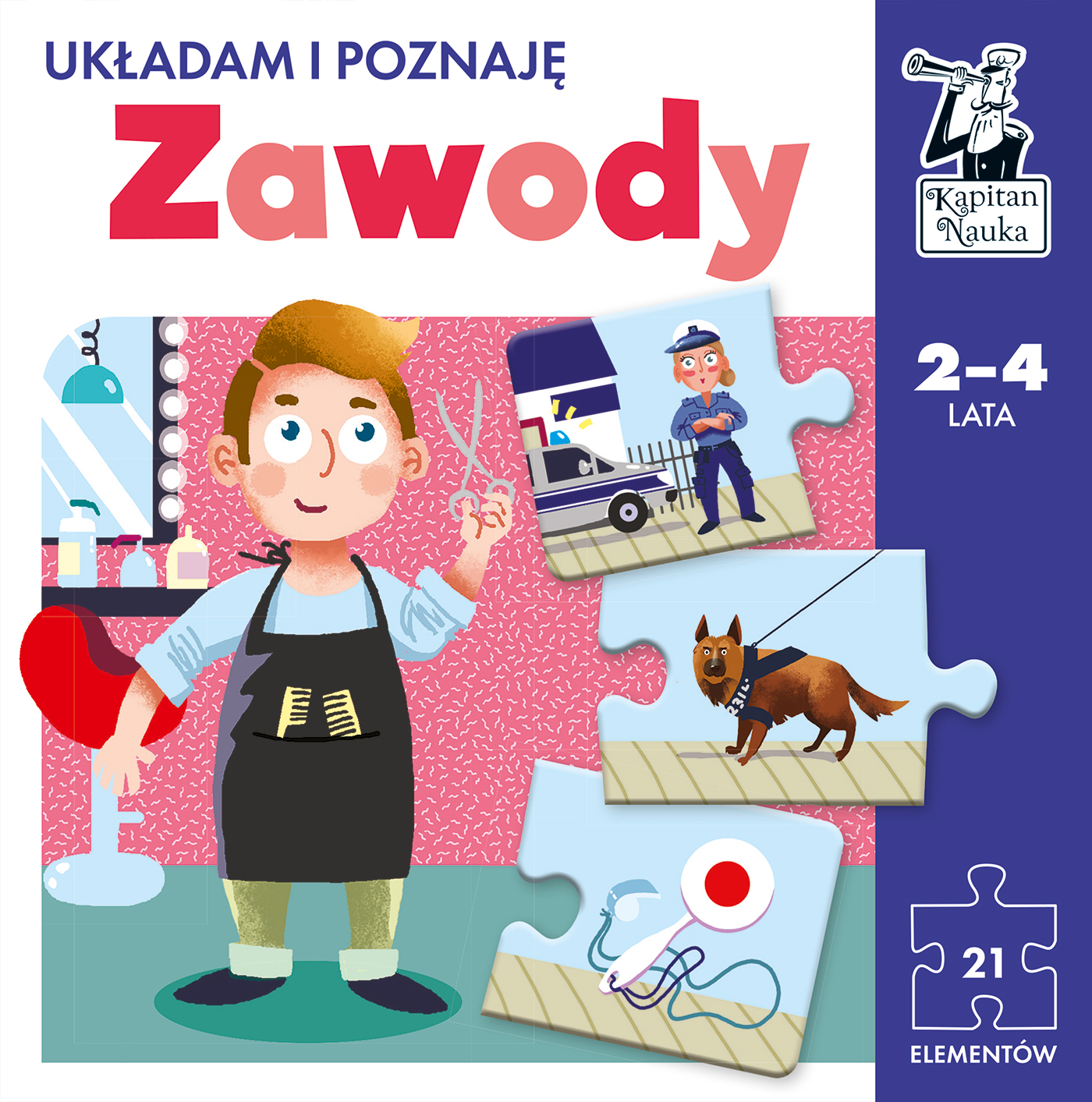 Puzzle edukacyjne Układam i poznaję Zawody Kapitan Nauka - komplet 21 elementów