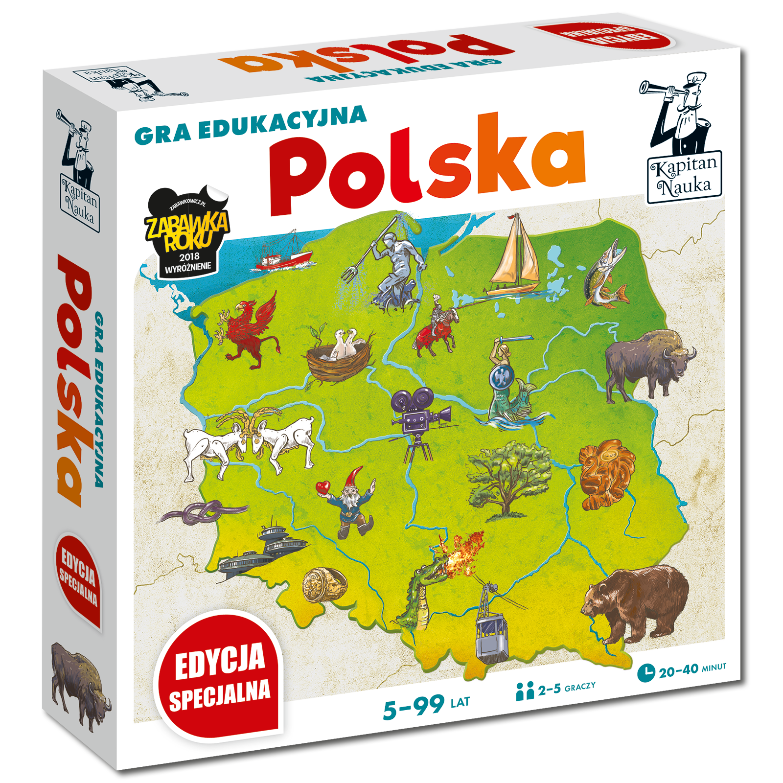 Gra edukacyjna Polska Edycja specjalna Kapitan Nauka - plansza i elementy gry