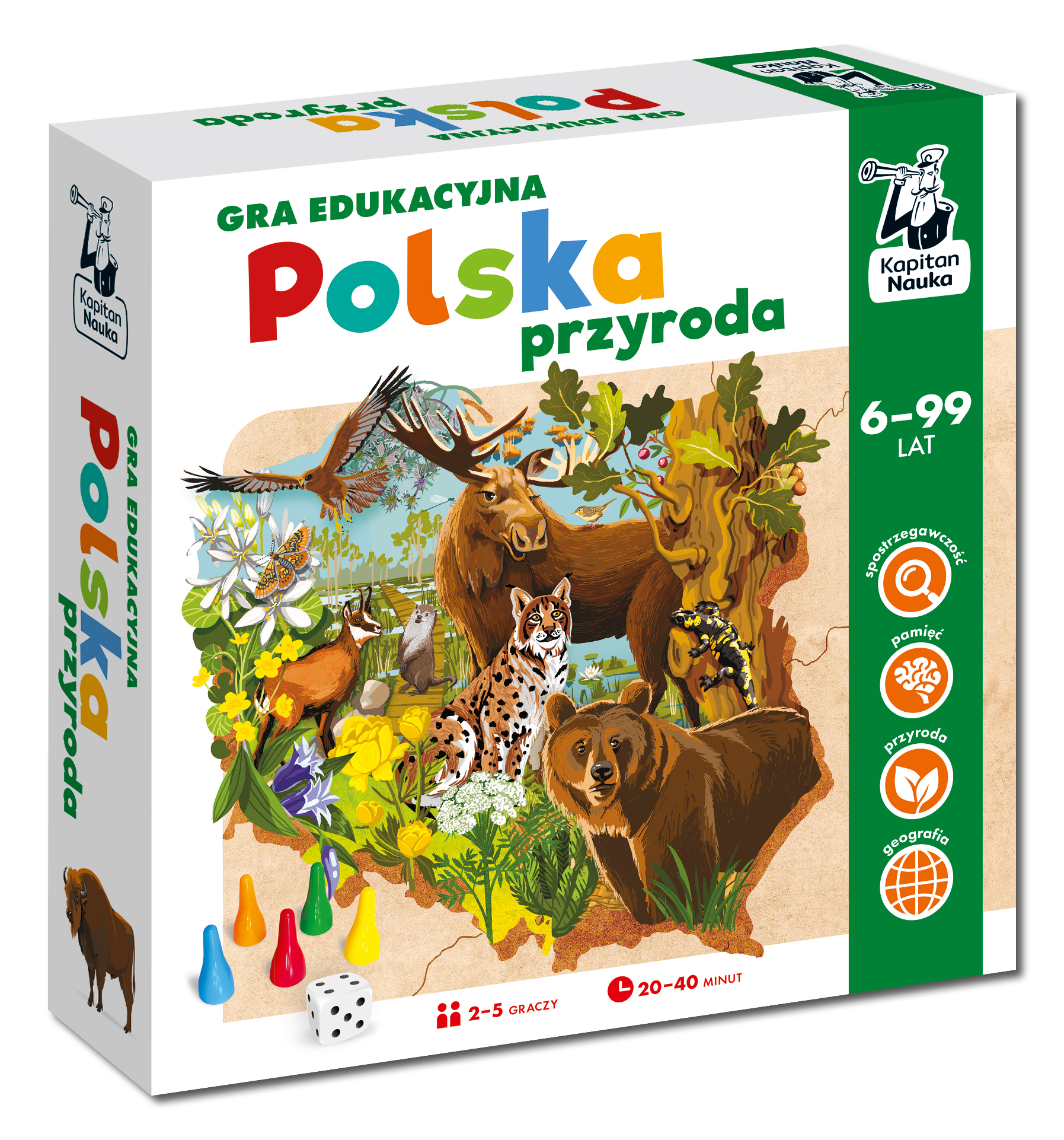 Plansza i elementy gry Polska przyroda Kapitan Nauka