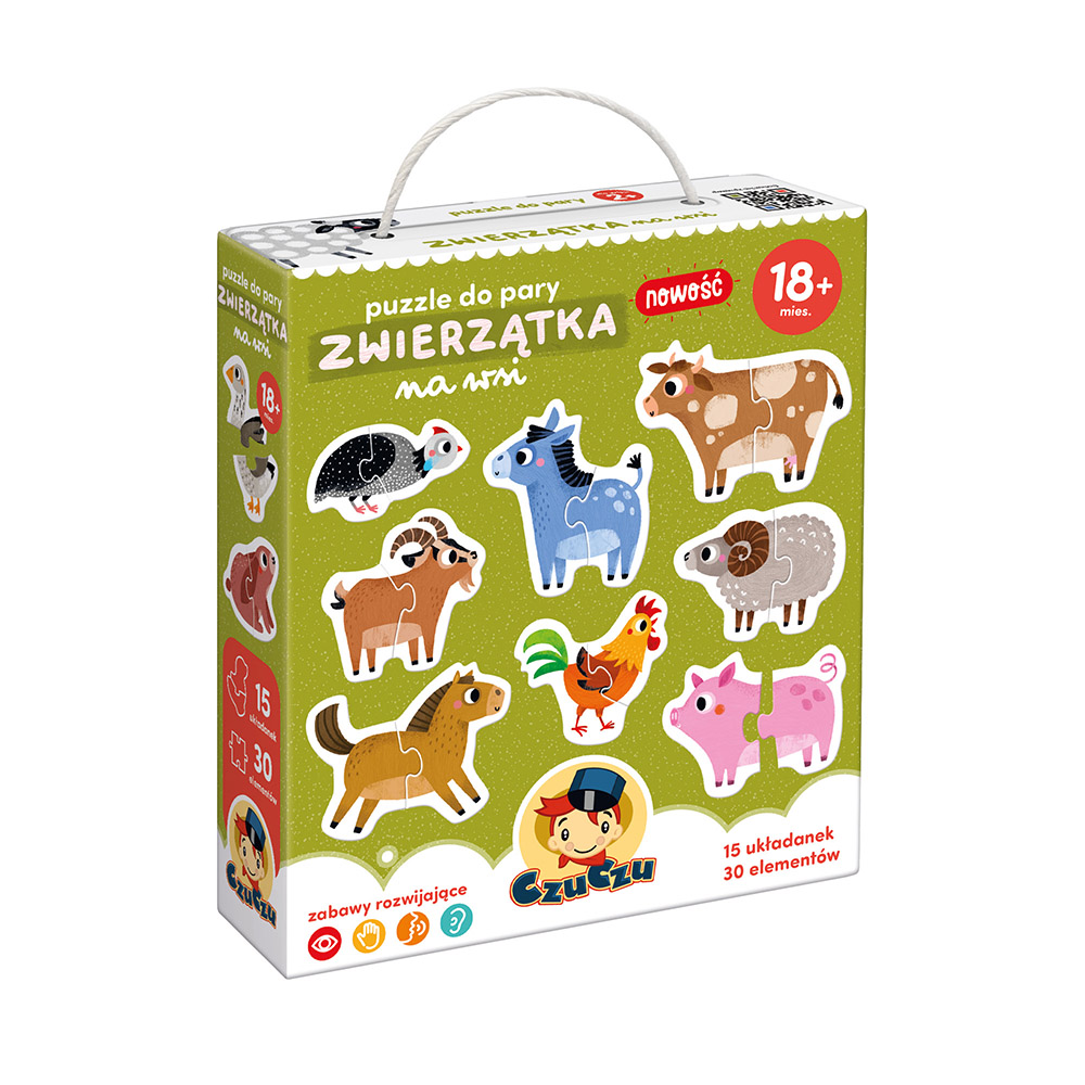 Puzzle do pary Zwierzątka na wsi CZUCZU - kolorowe elementy do nauki zwierząt