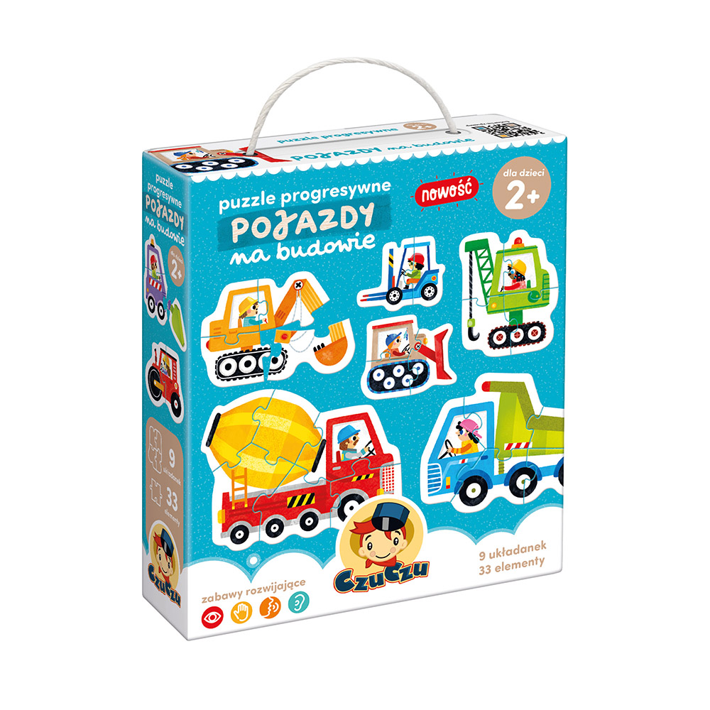 Puzzle progresywne Pojazdy na budowie CZUCZU - komplet 9 układanek dla dzieci