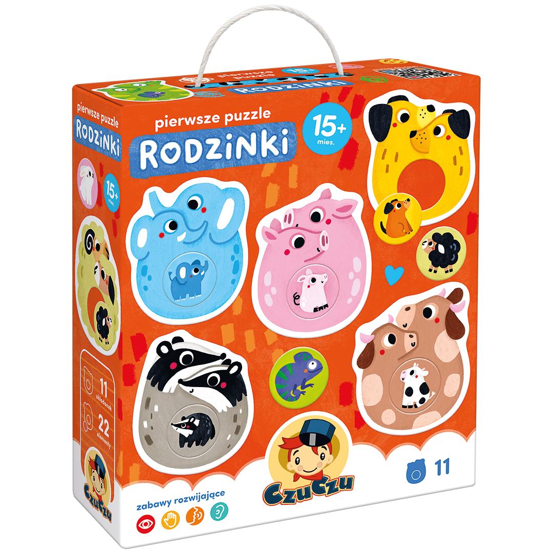 Pierwsze puzzle Rodzinki CZUCZU — zestaw z kolorowymi zwierzęcymi rodzinami dla najmłodszych