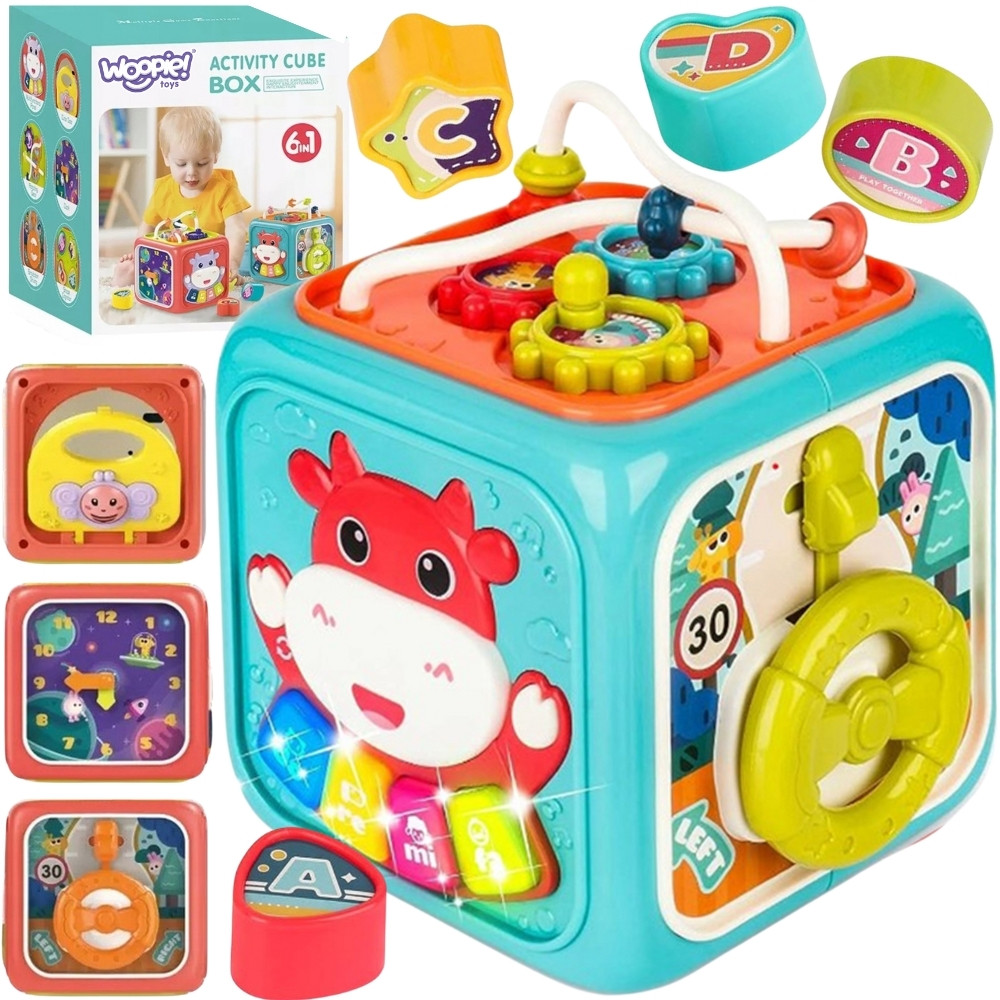 Interaktywna kostka sensoryczna Woopie Baby edukacyjna 6w1