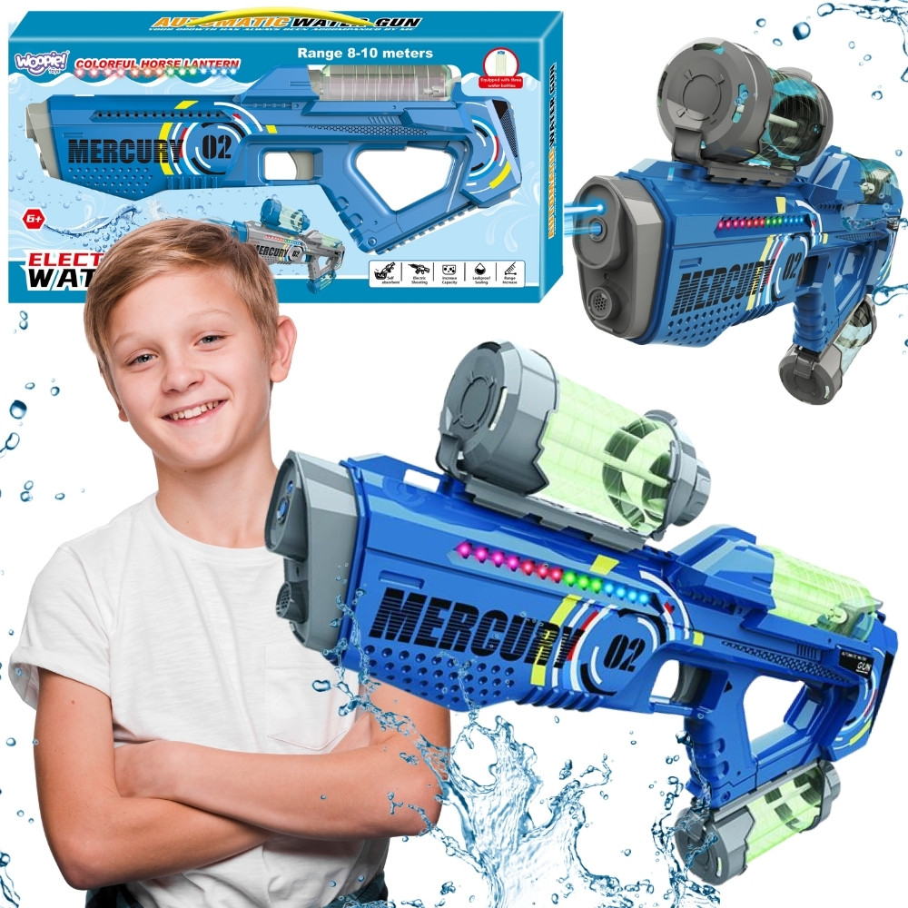 Elektryczny pistolet na wodę WOOPIE MERCURY 02 z trzema wymiennymi zbiornikami