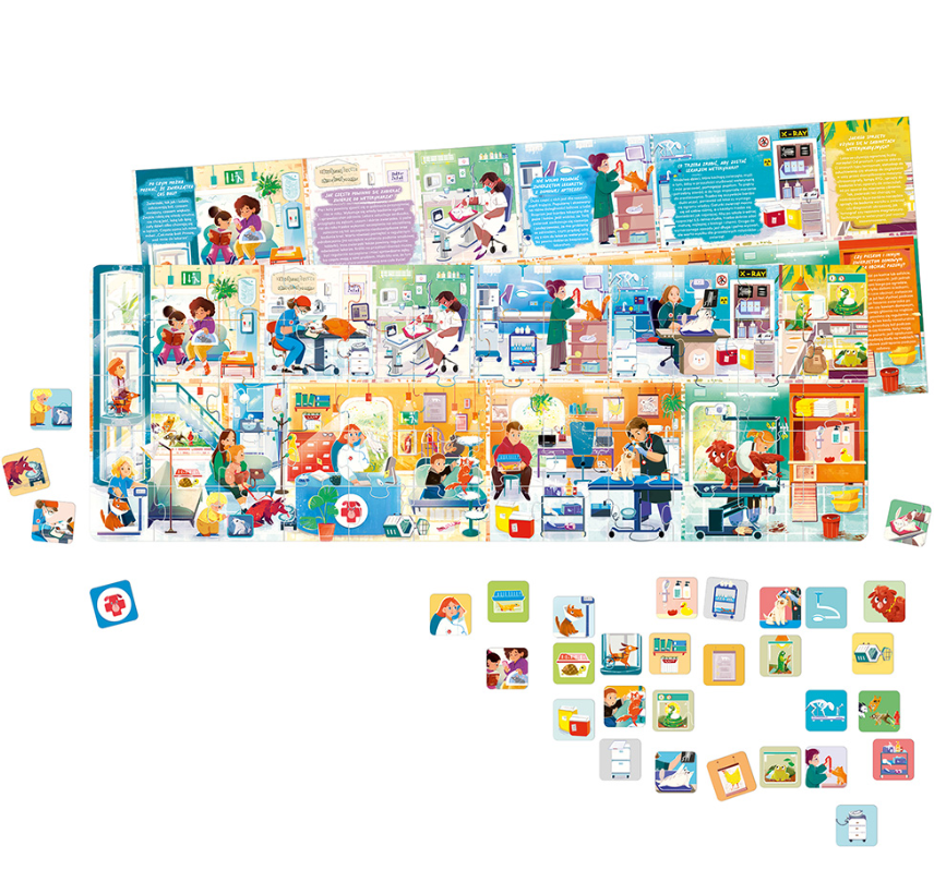 Plakat edukacyjny do puzzli Co robi Weterynarz CZUCZU z ciekawostkami o zwierzętach