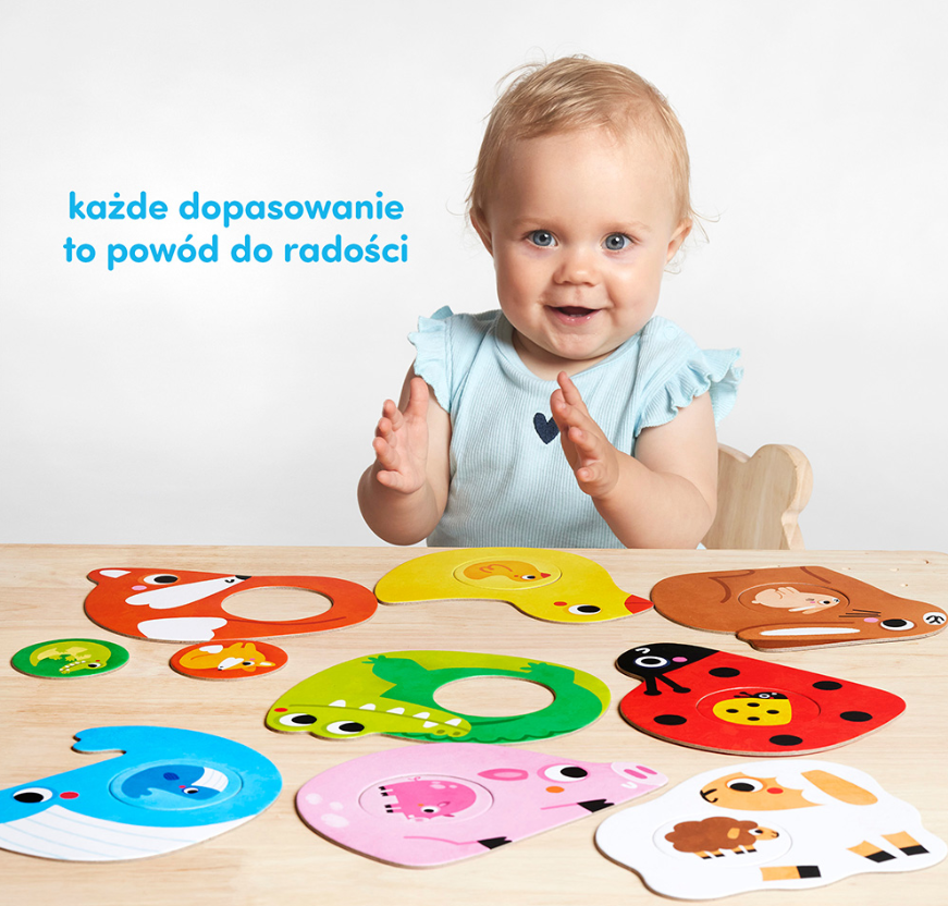 Duże elementy puzzli CzuCzu z motywem zwierzątek i ich maluszków