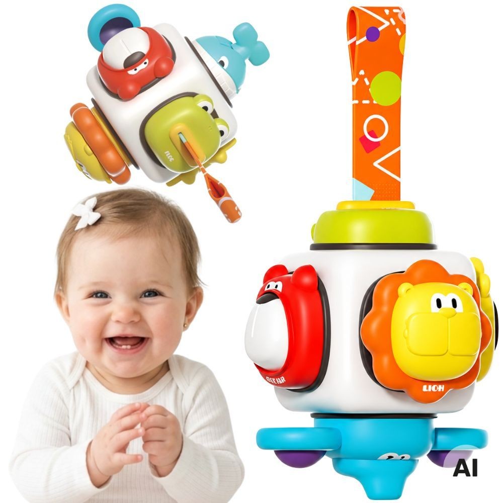 Kostka sensoryczna 6w1 Woopie Baby z kolorowymi zwierzątkami