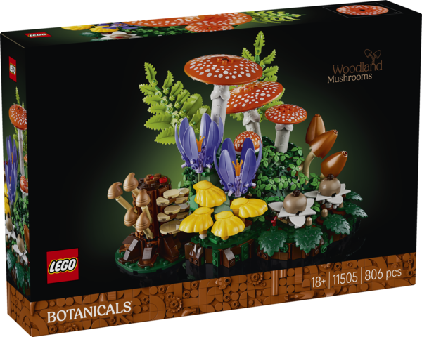 Zestaw LEGO Botanicals Grzyby leśne 11505 z elementami grzybów i paproci