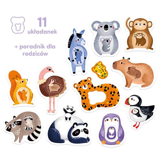 Dwuelementowe puzzle Mama i ja CzuCzu z ilustracjami zwierząt