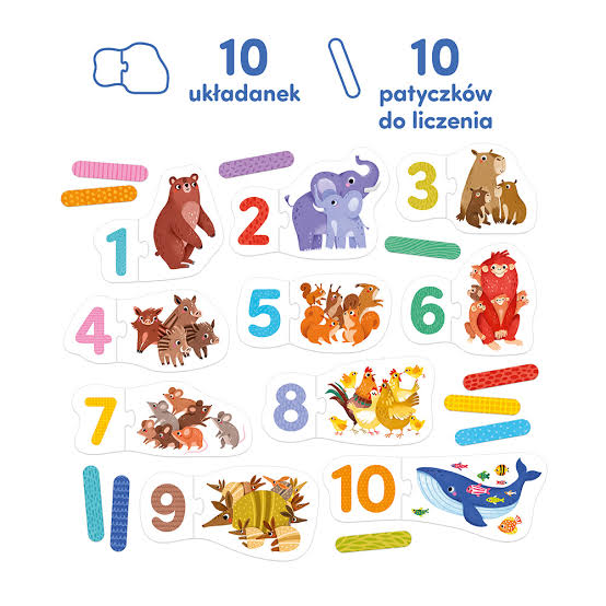 Dwuelementowe puzzle do pary Cyferki CzuCzu z liczeniem