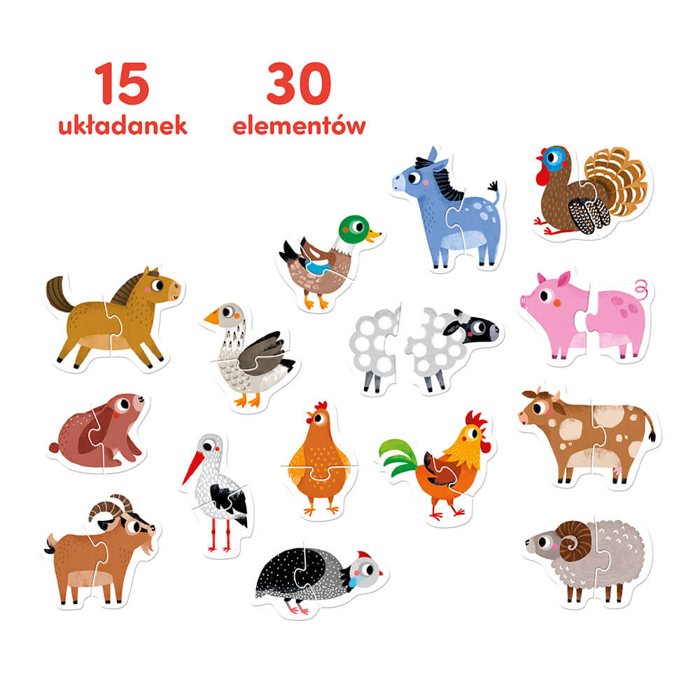 Puzzle do pary Zwierzątka na wsi CZUCZU - dwuelementowe układanki dla najmłodszych