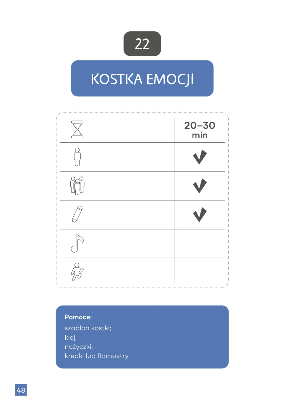 Strona z książki Emocje i zabawa HARMONIA z pomysłami na zabawy emocjonalne