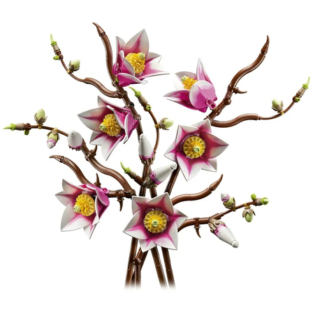 Pięć szczegółowych gałązek magnolii w zestawie LEGO Botanicals 11510