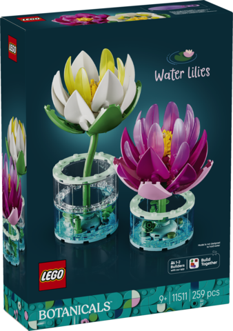 LEGO Botanicals Lilie wodne 11511 zestaw dwóch dekoracyjnych lilii wodnych z regulowanymi płatkami