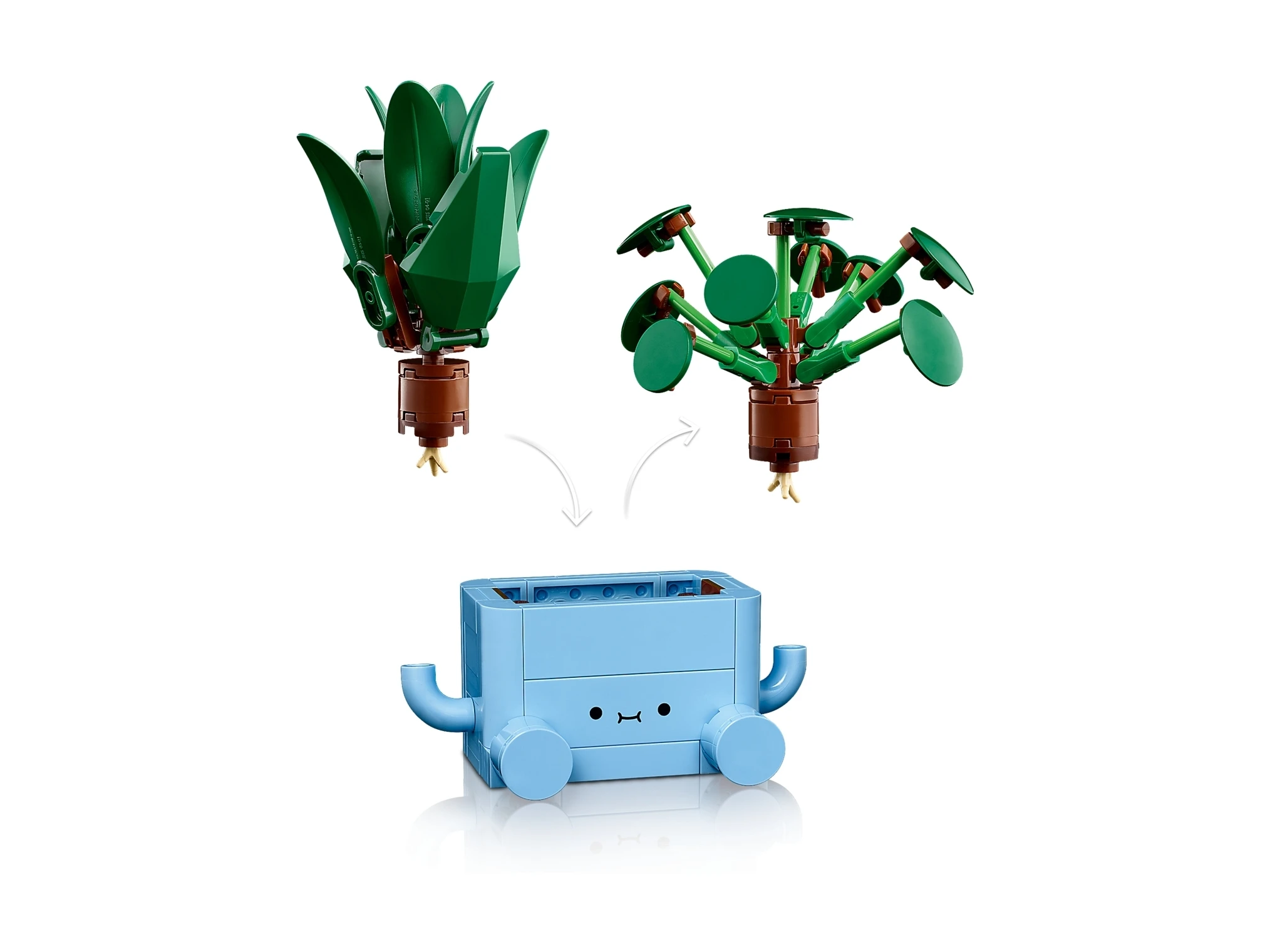 LEGO Botanicals Wesołe roślinki 10349, modele draceny i pilei w doniczkach z uśmiechniętymi buźkami