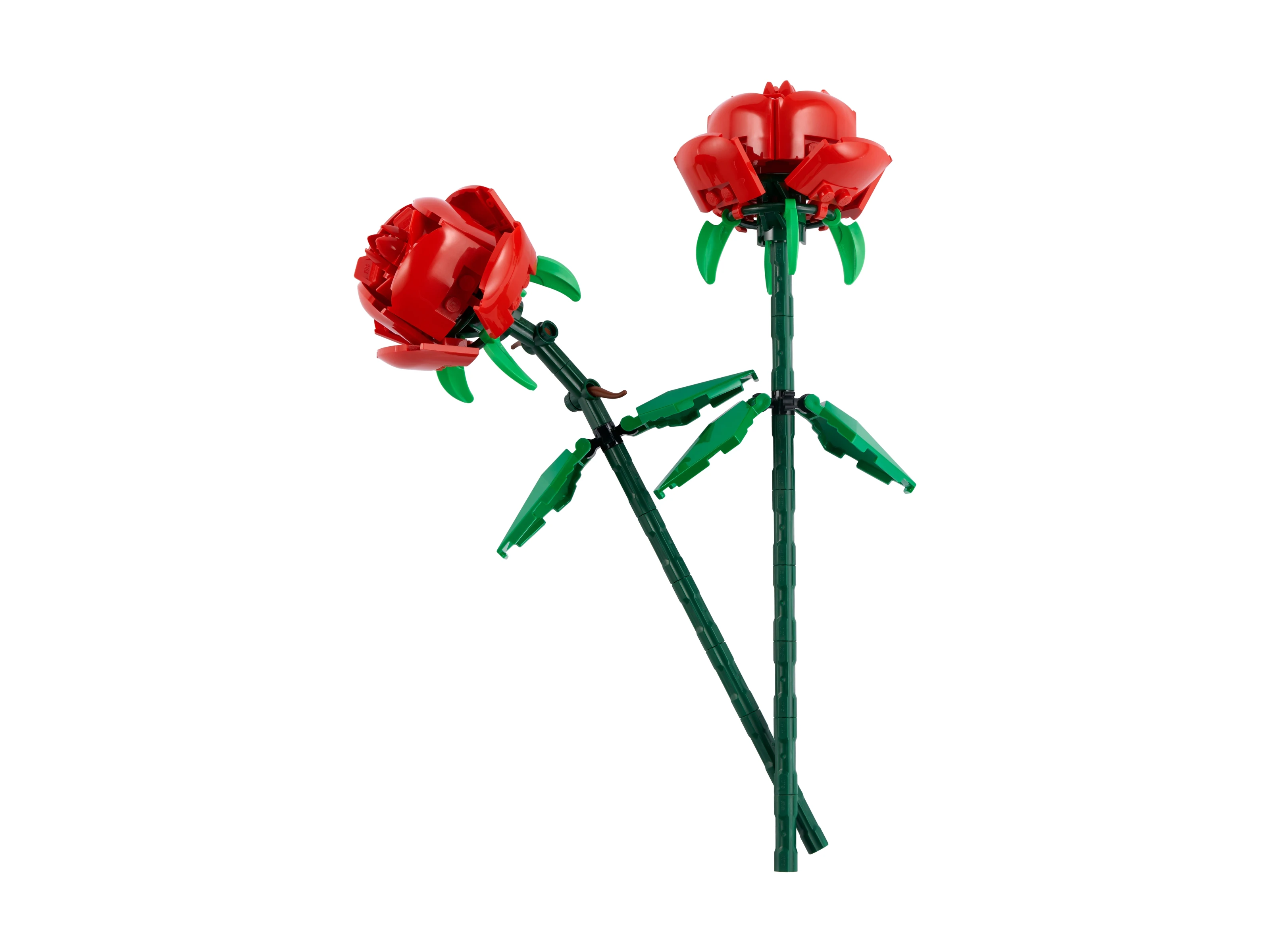 LEGO Botanicals Róże 40460 – widok detali czerwonych kwiatów i zielonych liści